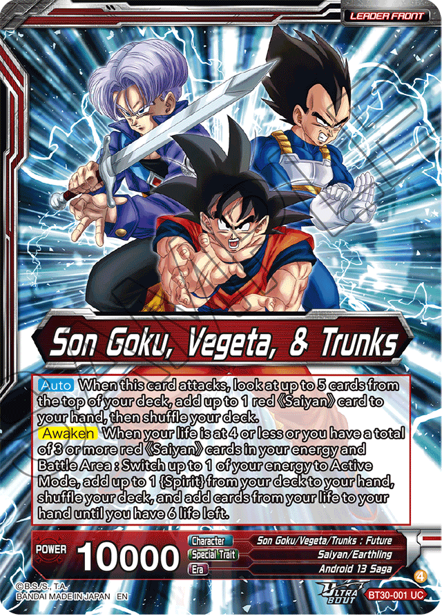 Son Goku, Vegeta, & Trunks // Super Saiyans United BT30-001 SLR
