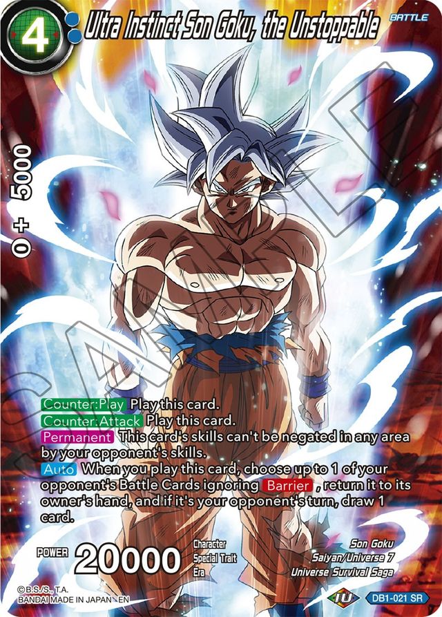 Ultra Instinct Son Goku, the Unstoppable DB1-021 SR Alt Art History of Goku