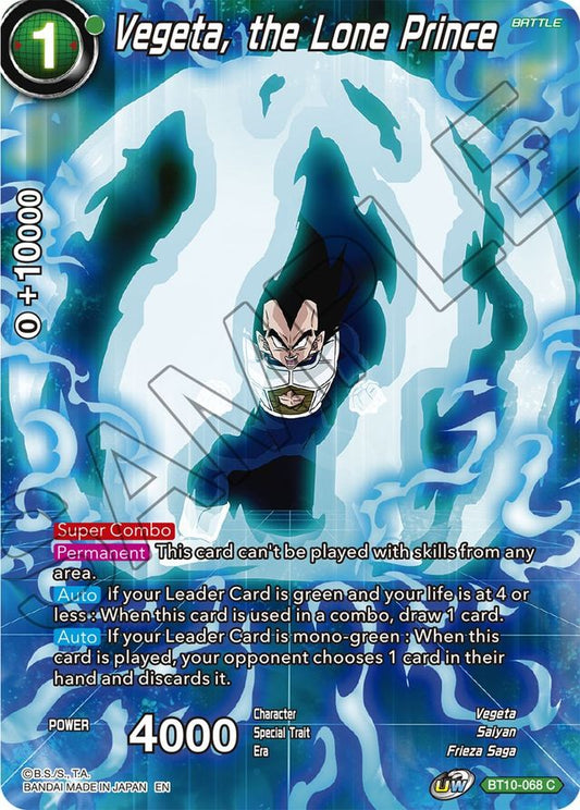 Vegeta, the Lone Prince BT10-068 C Alt Art History of Vegeta