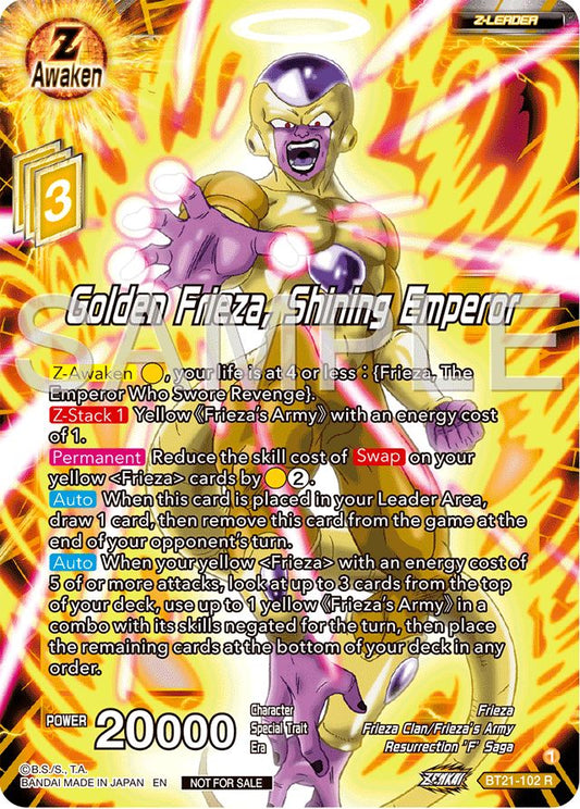 Golden Frieza, Shining Emporer BT21-102 R Alt Art Prizing Nats Silver