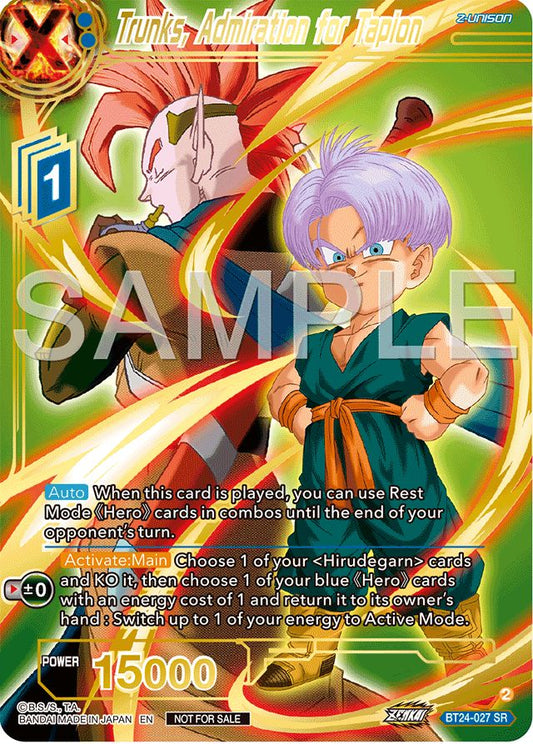 Trunks, Admiration for Tapion BT24-027 SR Alt Art Prizing Nats Gold