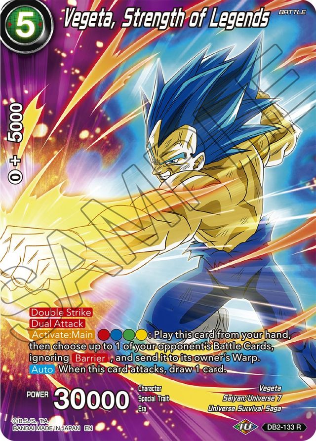 Vegeta, Strength of Legends DB2-133 R Alt Art History of Vegeta