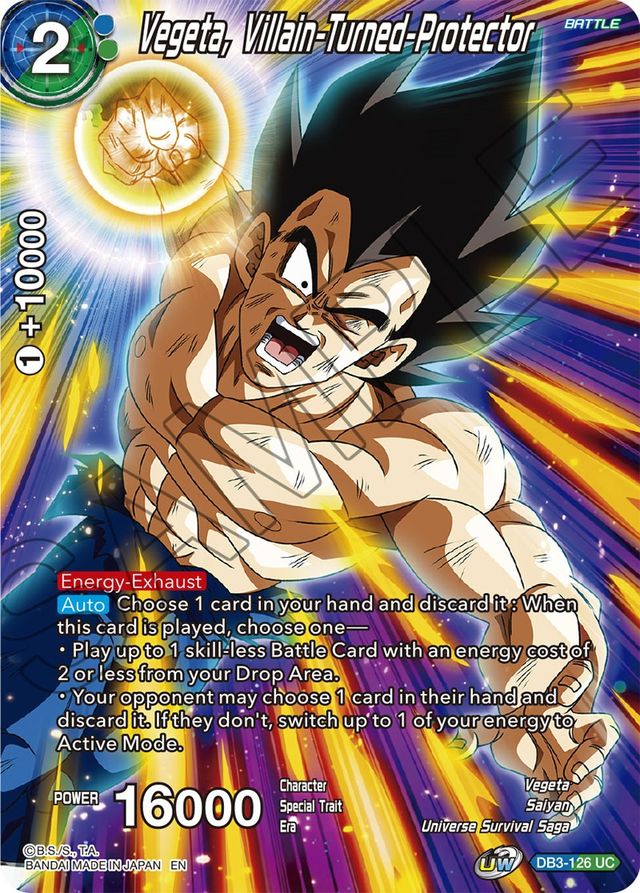 Vegeta, Villain-Turned-Protector DB3-126 UC Alt Art History of Vegeta