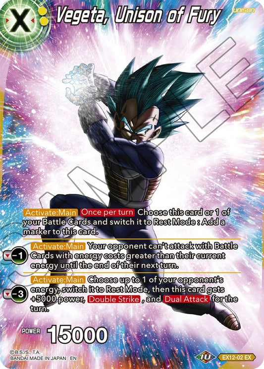 Vegeta, Unison of Fury EX12-02 EX Alt Art History of Vegeta