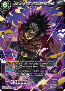 BT11-134 - Dark Broly, Uncontrabble Berserker - Super Rare (SR)