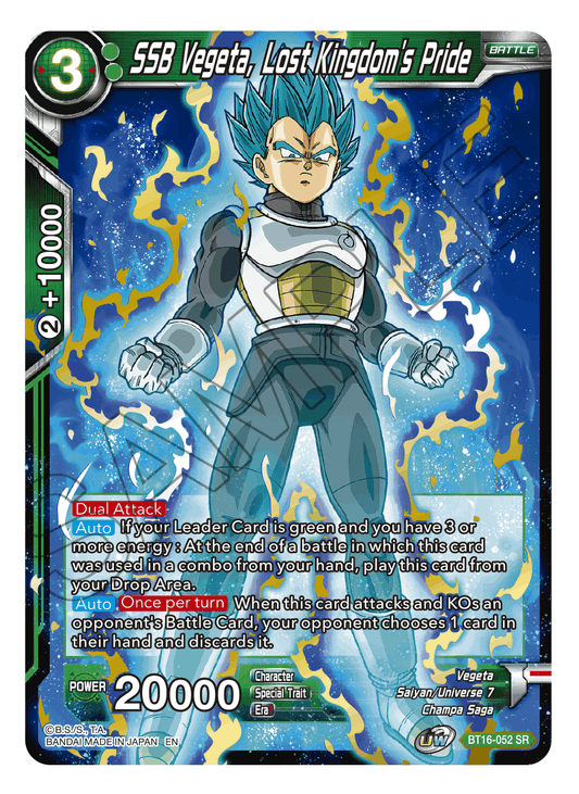 BT16-052 - SSB Vegeta, Lost Kingdom's Pride (V.1 - Super Rare) - Super Rare [SR]