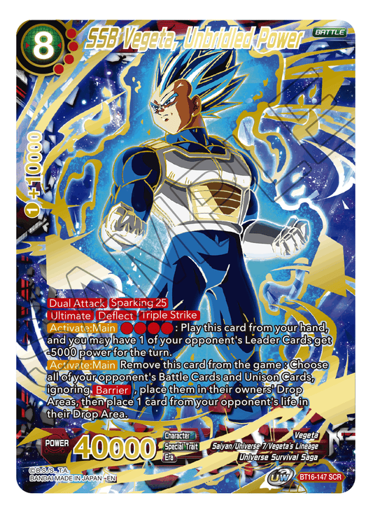 BT16-147 - SSB Vegeta, Unbridled Power (V.1 - Secret Rare) - Secret Rare (SCR)