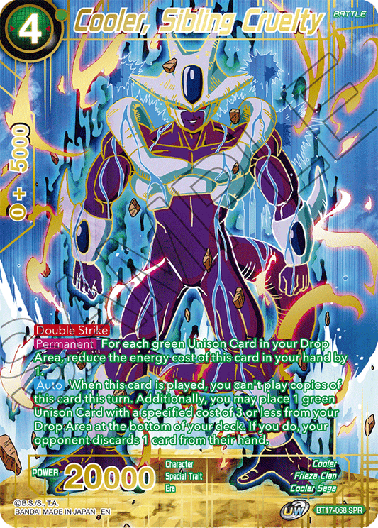 BT17-068 - Cooler, Sibling Cruelty (V.2 - Special Rare) - Special Rare (SPR)
